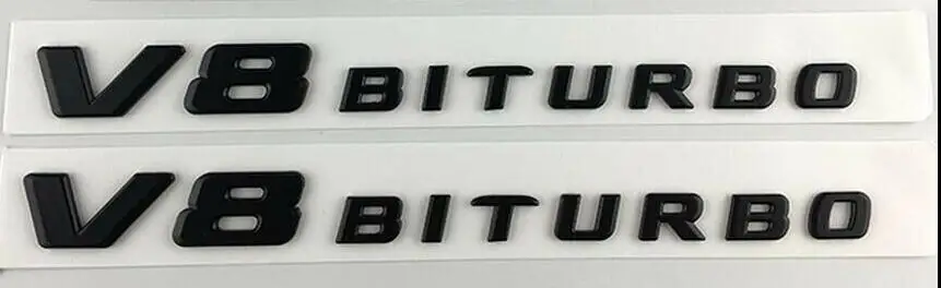 2pcs V8 BITURBO Черный для C63S Для AMG V8 BITURBO Багажник крыло значки-эмблемы для Mercedes W205 - Цвет: 2pcs V8 BITURBO