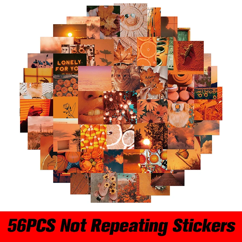

56pcs Orange Sunset Landscape Stickers Decals Skateboard Suitcase Waterproof Sticker Toys