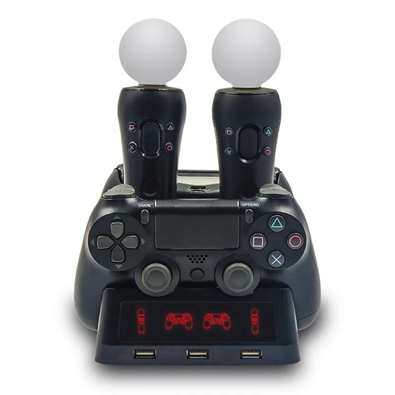 4 в 1 Зарядное устройство для Ps4/Ps Move/Ps Очки виртуальной реальности Vr ручка