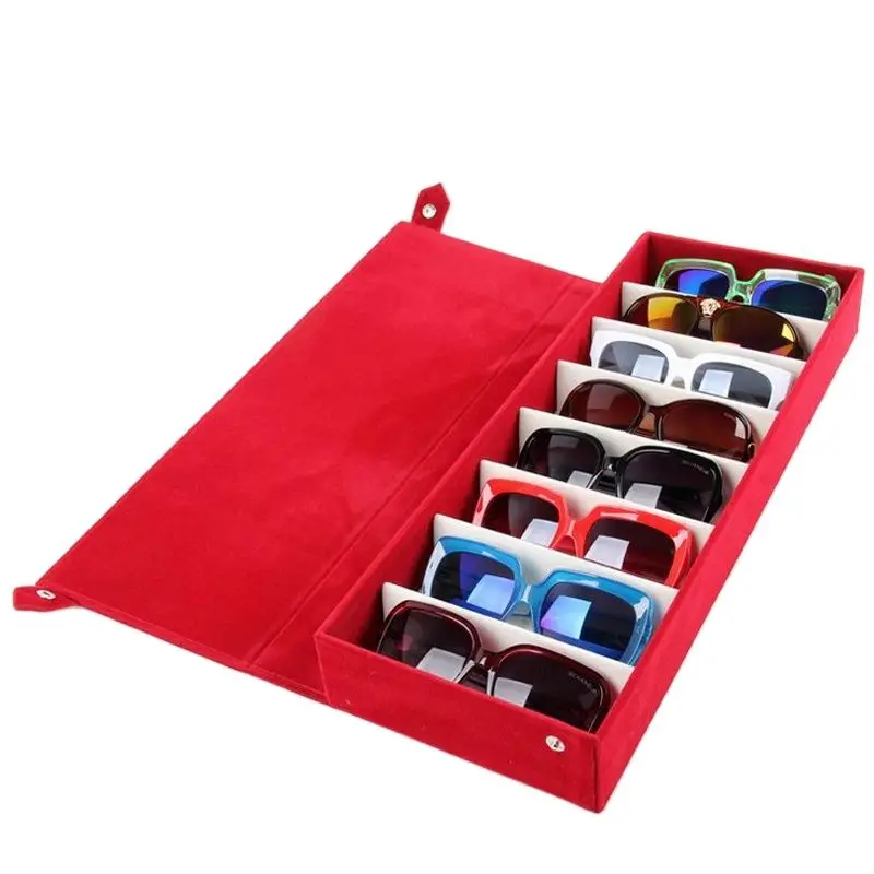 

48.5*18*6cm Storage Display Grid Case Box for Eyeglass Sunglass Glasses 8 Compartments Glasses jewelry Display Box/Rack