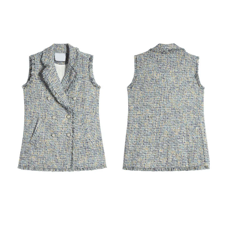 

GVUW Ll 2021 Spring New Handsome Little Fragrance Romantic Suxi Style Lapel Vest Buttons For Vintage Clothing New Arrival KB9129