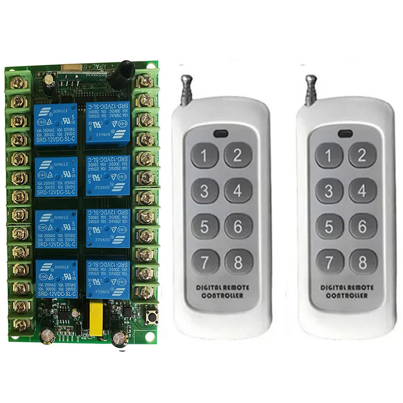 Переменный ток 220 В 8 каналов 8CH RF беспроводной пульт дистанционного управления Переключатель система дистанционного управления приемник передатчик 8CH реле 315/433 МГц