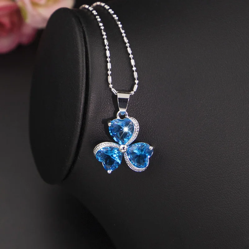 Sky Blue Zircon Silver 925 Costume Jewelry Set For Women Stud Earrings Ring Necklace Bracelet Bridal Fast Ship | Украшения и