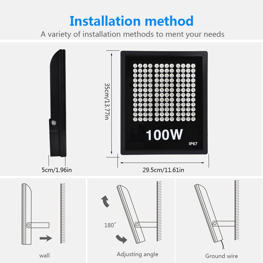 

LED Floodlight IP67 Waterproof Spotlight 30W 50W 100W Rectangle Spot Flood Light Outdoor Garden Square Lamp Outdoor Lighting