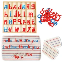 children montessori language educational toys instructions activity boxed letter blanket wooden blue red english alphabet toys