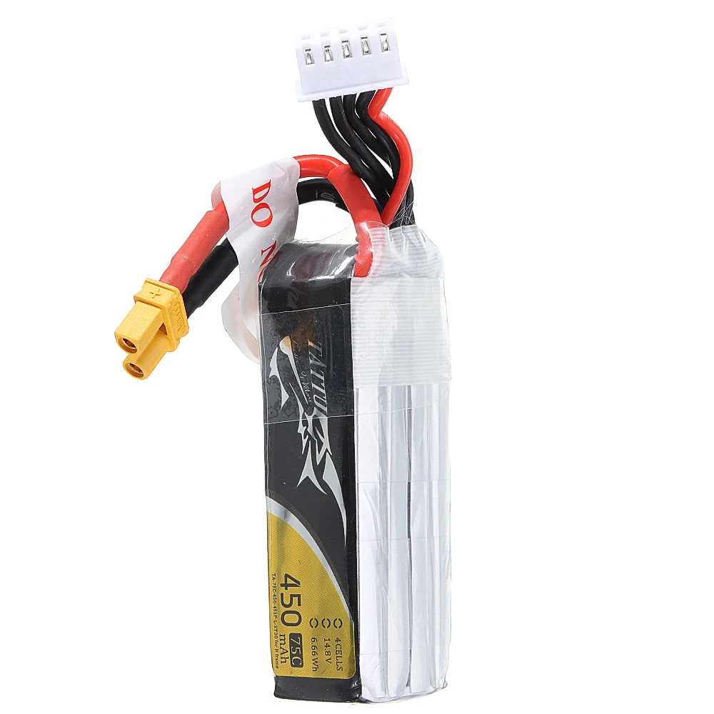 4PCS TATTU FPV 14.8V 450mAh 45C 4S1P Lipo Battery XT60U-F XT60 Plug for iFlight CineBee Cine Whoop BetaFPV Racing Drone | Игрушки и