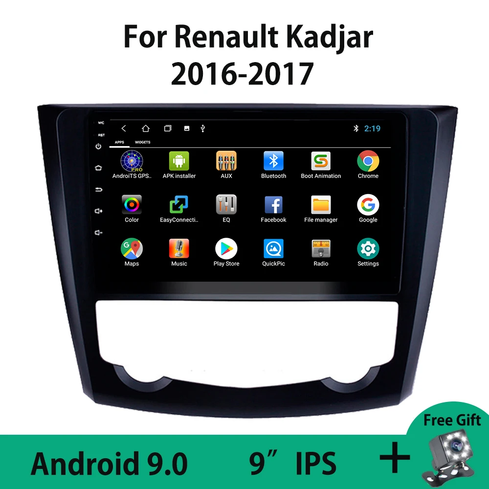 

Android 9.0 Car Radio For Renault Kadjar 2016 2017 HD Touchscreen Head Unit Multimedia Stereo Player Navigation GPS Bluetooth BT