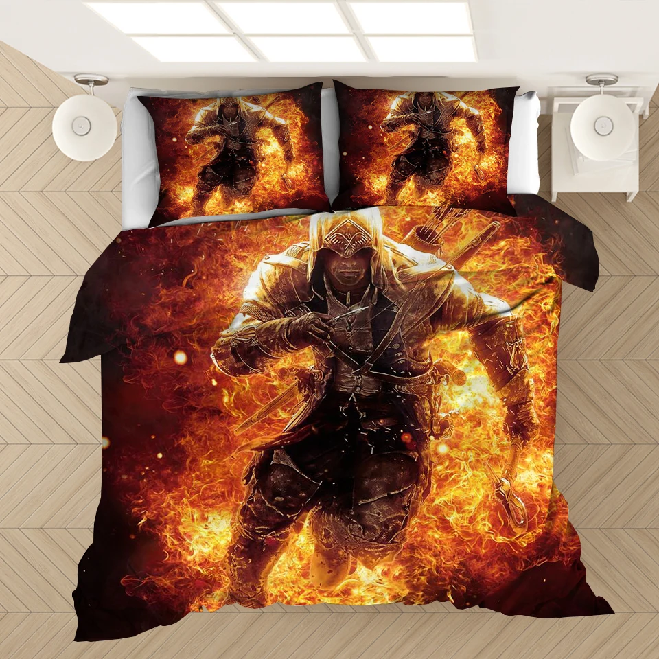 

Game Assassin's Creed 3D Printed Bedding Set Duvet Covers Pillowcases Comforter Bedding Set Bedclothes Bed Linen(NO Sheet)