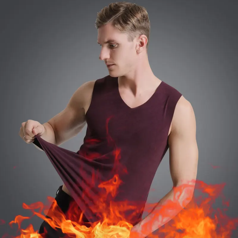 1 шт. набор Для мужчин s v образным вырезом Термальность майки сплошное теплая