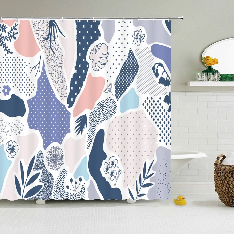 Shower curtain Waterproof Polyester fabric 3D Bath Geometric Flower for Bathroom Long 180*200cm | Дом и сад