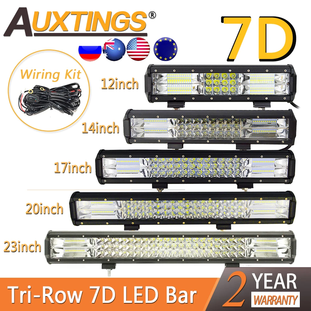 Auxtings 7D трехрядный комбо внедорожный светодиодный светильник бар 12 &quot14&quot 17