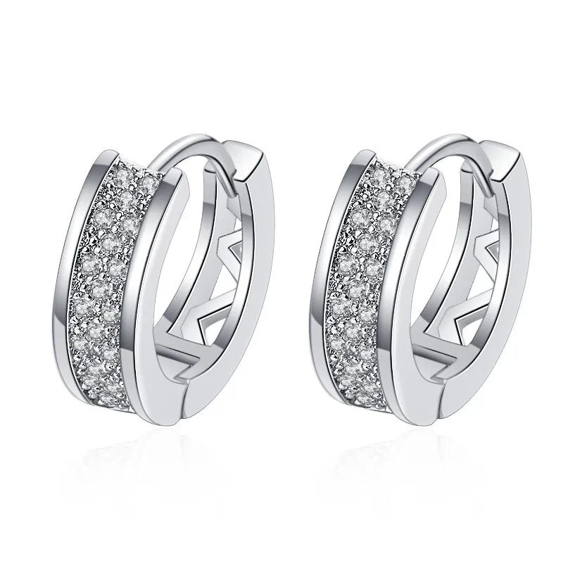 

New Silver Earrings Simple Earrings Temperament Inlaid Zircon Women Stud Earrings Elegant Female Wedding Earrings
