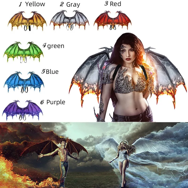Traje de festa de dragão com asas, fantasia de dragão para adultos sem tecido acessórios de cosplay para crianças e adultos
