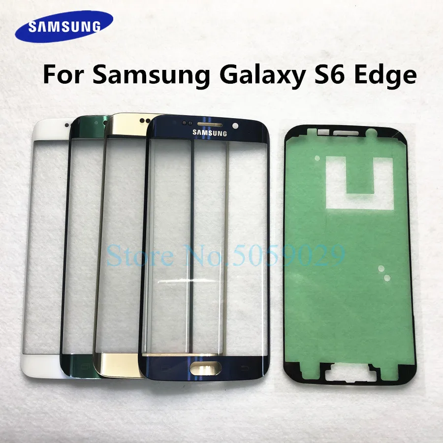 Для Samsung Galaxy S6 Edge G925 G925F ЖК-дисплей внешняя Сенсорная панель Замена стеклянного экрана передняя стеклянная линза+ наклейка