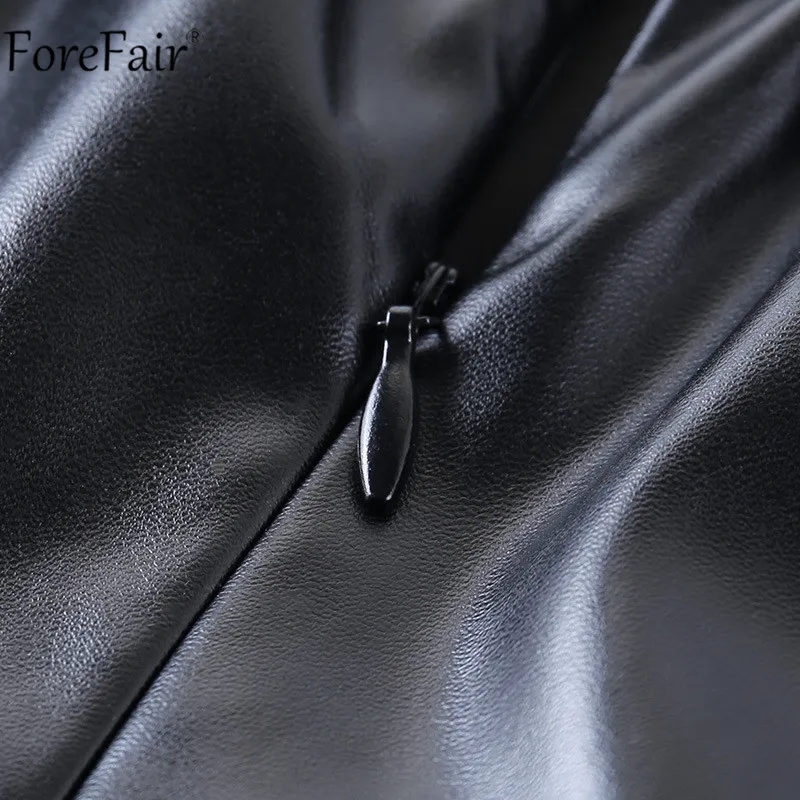 Платье Forefair из искусственной кожи с V образным вырезом черное пикантное летнее