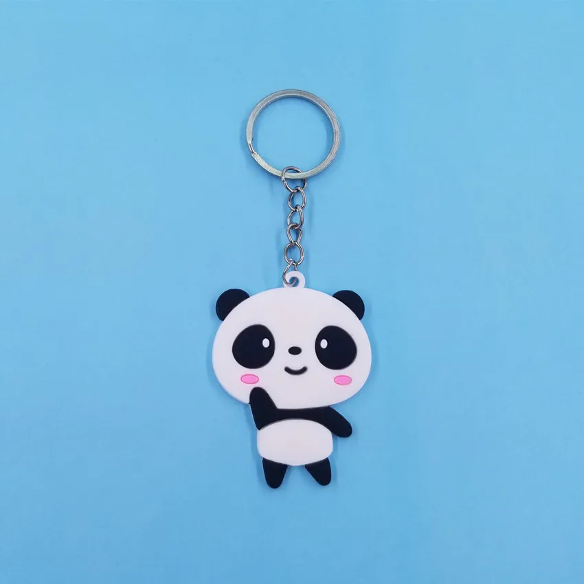 KC222 Силиконовый Забавный милый животное панда из мультфильма Expression брелок женский автомобиль кольцо для ключей на рюкзак школьная сумка Подвеска для девочек KC220 - Цвет: KC222