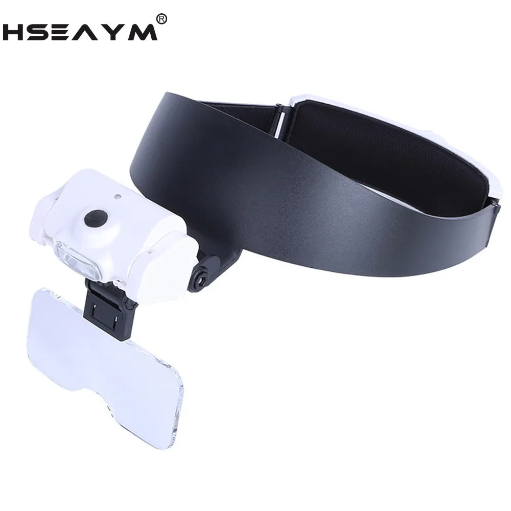 

LED Lamp Lighting Wearing Head Magnifier Glasses Sponge Lining Magnifier Repair Reading Magnifying Glass Loupe