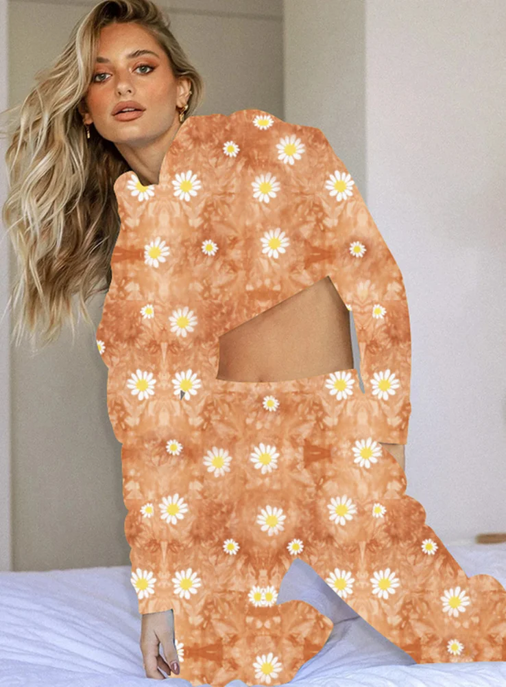 

Tie-dye Floral Hoodies Sweatshirts Women Pullovers Crop Tops Autumn Long Sleeve Loose Casual Sweatshirts Female Streetwear