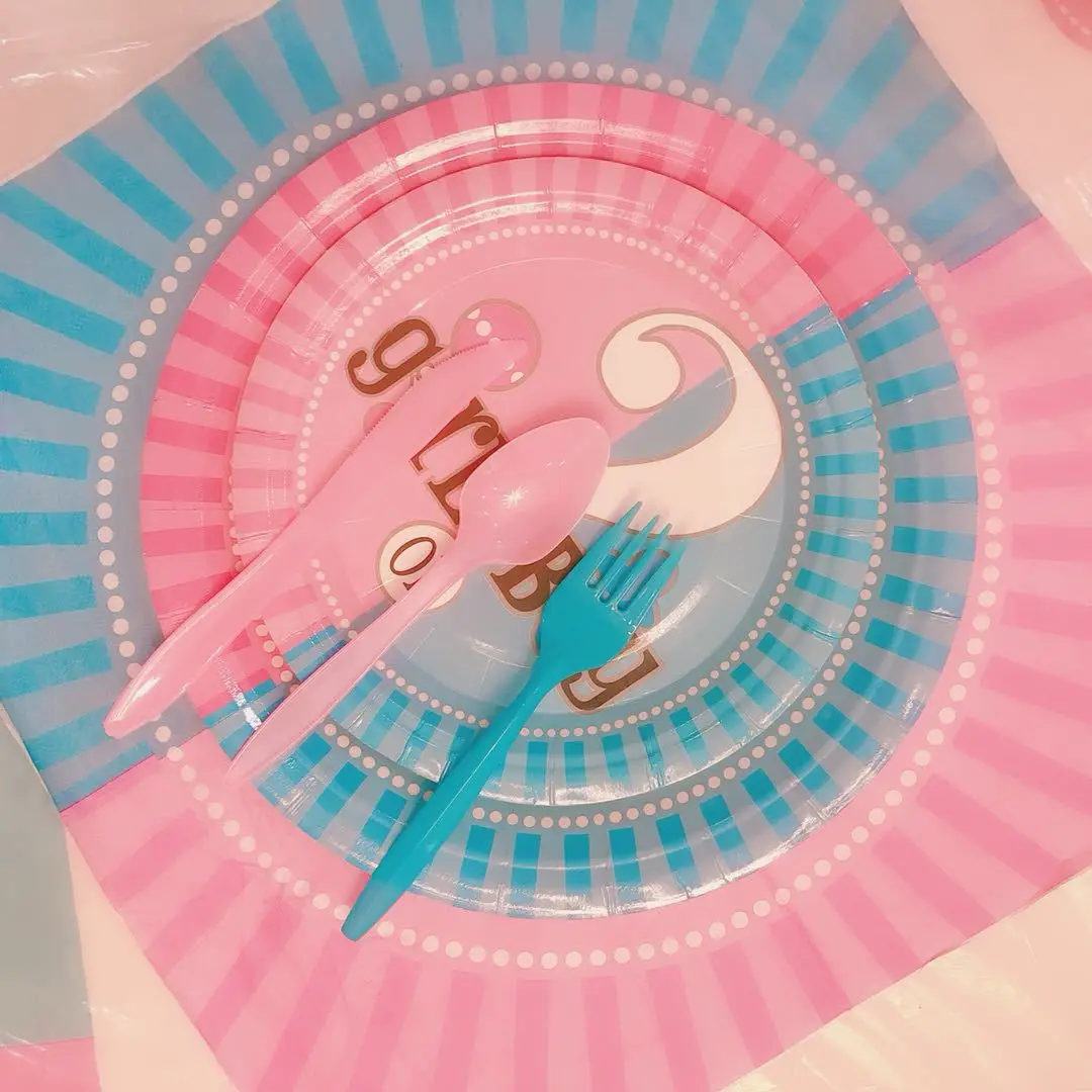 Мальчик или девочка мальчик секс раскрывающая Тема дня рождения набор скатерть