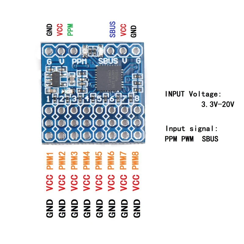 8CH PWM PPM SBUS Signal Conversion Module Converter Input Voltage 3.3-20V for RC Airplane Drone | Игрушки и хобби