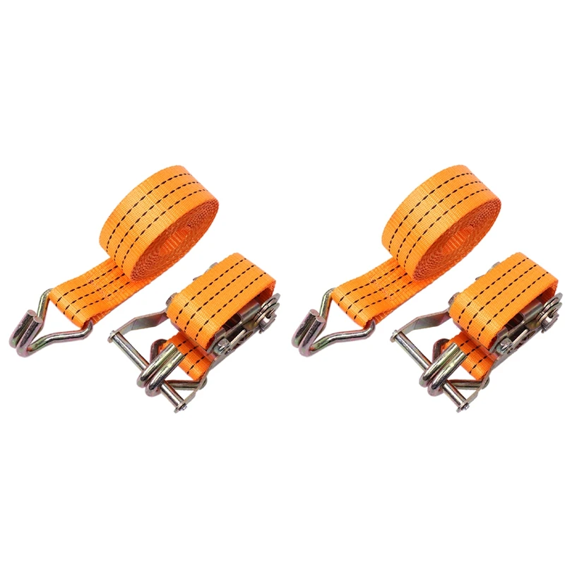 

4Pcs Durable Ratchet Tie Down Cargo Straps Moving Hauling Truck Motorcycle 15 Inch