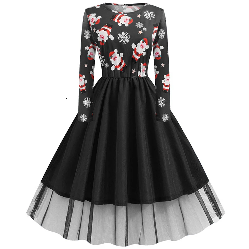 2019 осень зима Рождественские свитера с длинными рукавами и платье принтом