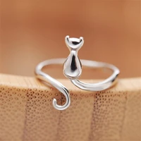 yizizai silver plated finger bell cat rings for women adjustable animal ring fashion pet wedding bride jewelry