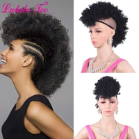 short%c2%a0high%c2%a0puff afro kinky curly ponytail wig with bangs for women synthetic%c2%a0 mohawk pony tails clip in hair extensions%c2%a0