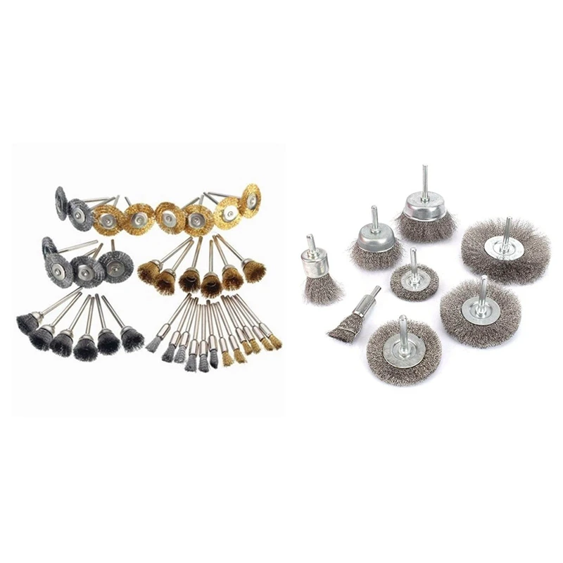 

36Pcs Steel Wire Brush Polishing Wheels Set Kit & 8Pcs Wire Brushes Wheel Kit for Drill with 1/4 Inch Shank 0.15mm