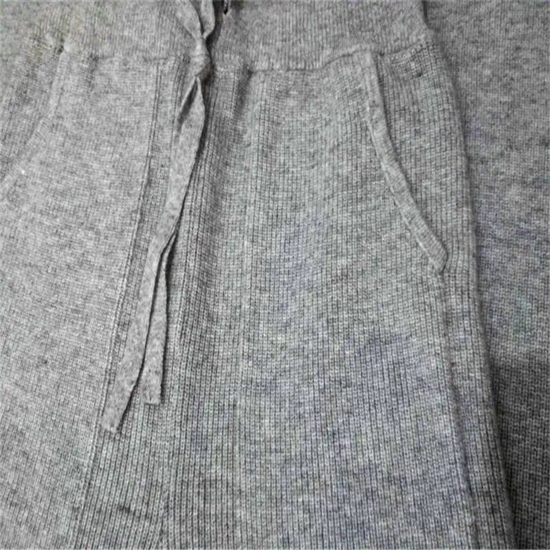 

2020 spring new cashmere wide leg pants female casual loose trousers high waist knit trousers