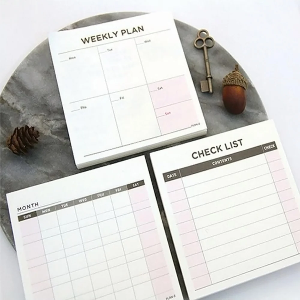 

60 Sheets Memo Pad Schedule Plan Notebook Notepad for School Office Supplies (To-do List)
