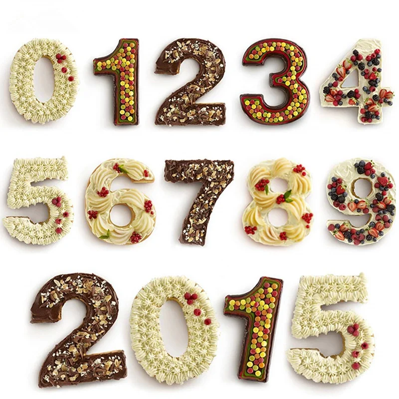 

10 Inch Silicone Number Molds 0-8 Arabic Number Cake Mold Baking Pan for Birthday Festival Cake Decoration Gadgets Home Backing