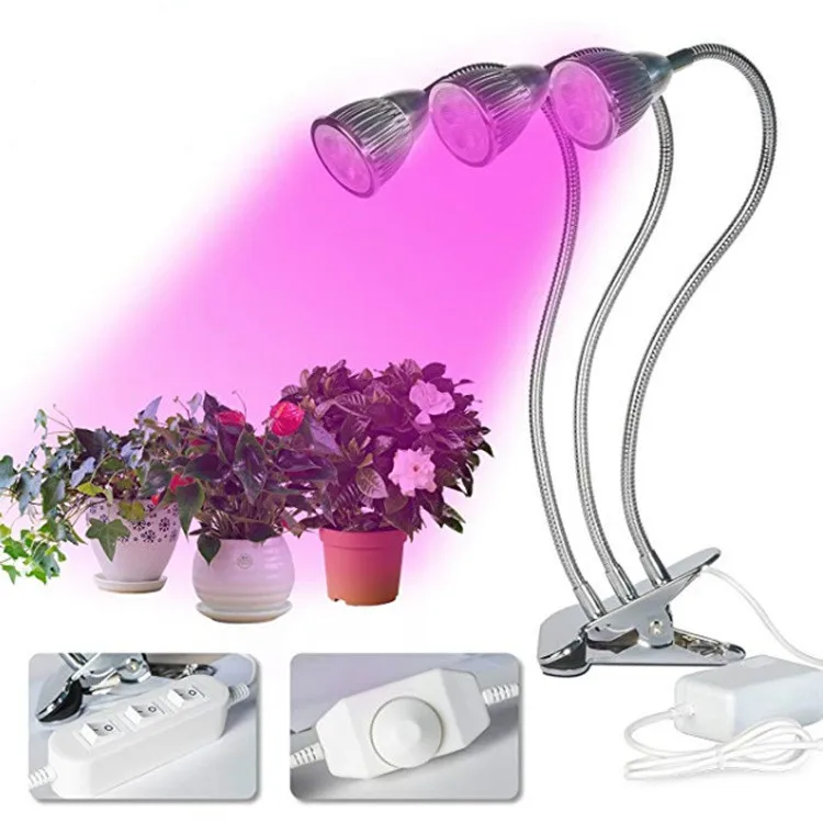 Светодиодная вечная Лампа 15 Вт с тремя головками лампа для растений в горшках