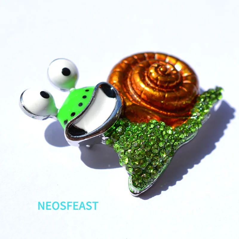 Милые эмалированные броши в виде улитки для женщин Стразы разноцветные женские