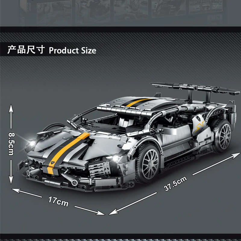 

Technic 023015 MOC Simulation Super Sports Car Racing Building Blocks Model Bricks Kits for Kids Toys Gifts