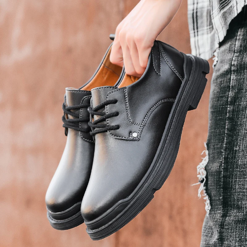 

Мужские деловые кожаные туфли в британском стиле, коричневые кожаные туфли-оксфорды, модные деловые повседневные мужские туфли ручной рабо...