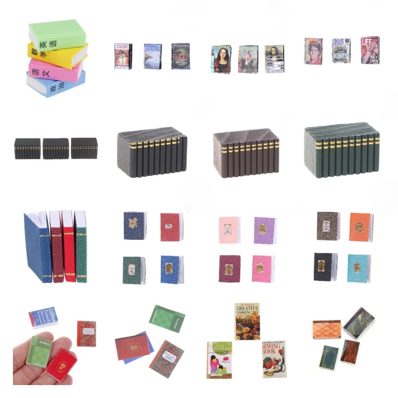 

3/4/10pcs/set 1/12 Dollhouse Miniature Mini Books Model Furniture Accessories