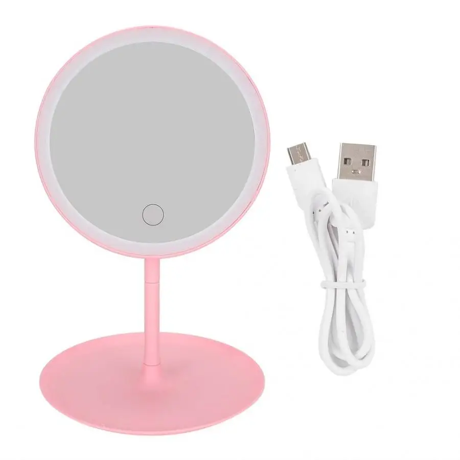 Led Mirror Portable USB Detachable LED Light Round Makeup Glass Travel Vanity with Base Lights | Красота и здоровье