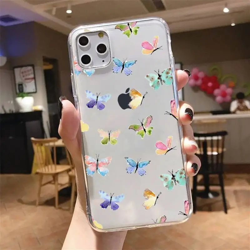 

Butterfly fashion cute Phone Case Transparent soft For iphone 5 5s 5c se 6 6s 7 8 11 12 plus mini x xs xr pro max