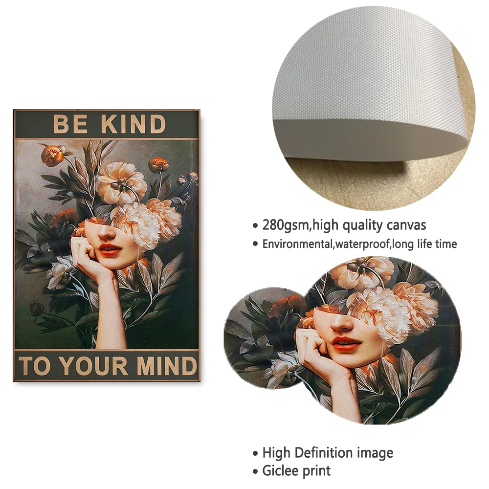 Beauty Lady Pictures Floral Canvas Painting Poster Garden Art Vintage Wall Gift Idea Decor For Bedroom Living Room | Дом и сад