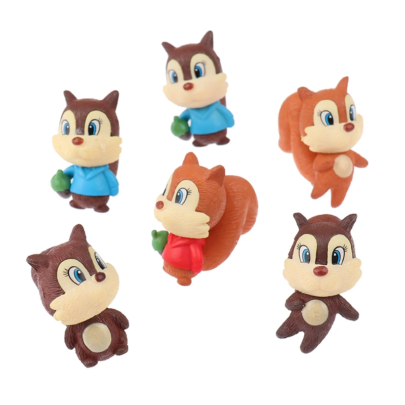

6pcs/lot DIY Ornament Christmas squirrels Figurines Fairy Garden Miniatures Resin Craft Landscape Home Decor
