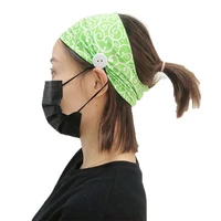 women button headband mask holder hair accessories soft yoga sports elastic hair band fashion hair band quick dry sweat headwear