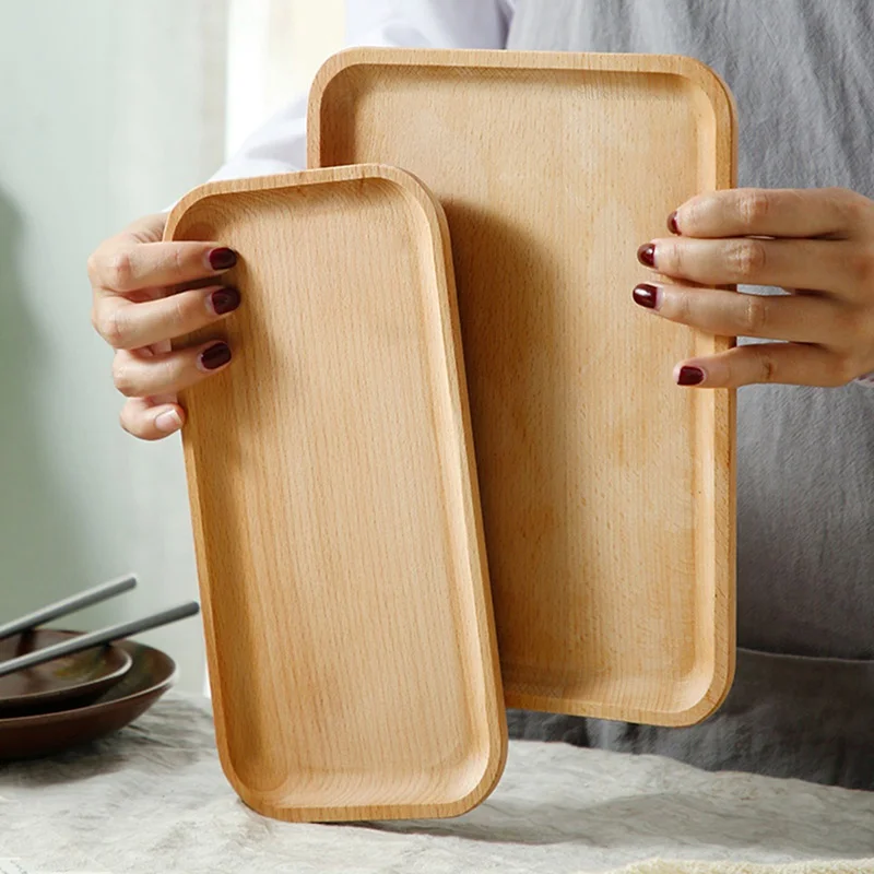 

1pc Wooden Bamboo Tray Plant Flower Pot Saucer Rectangle Shape Succulent Cactus Holder Pot Tray Simple elegant Design Home Decor