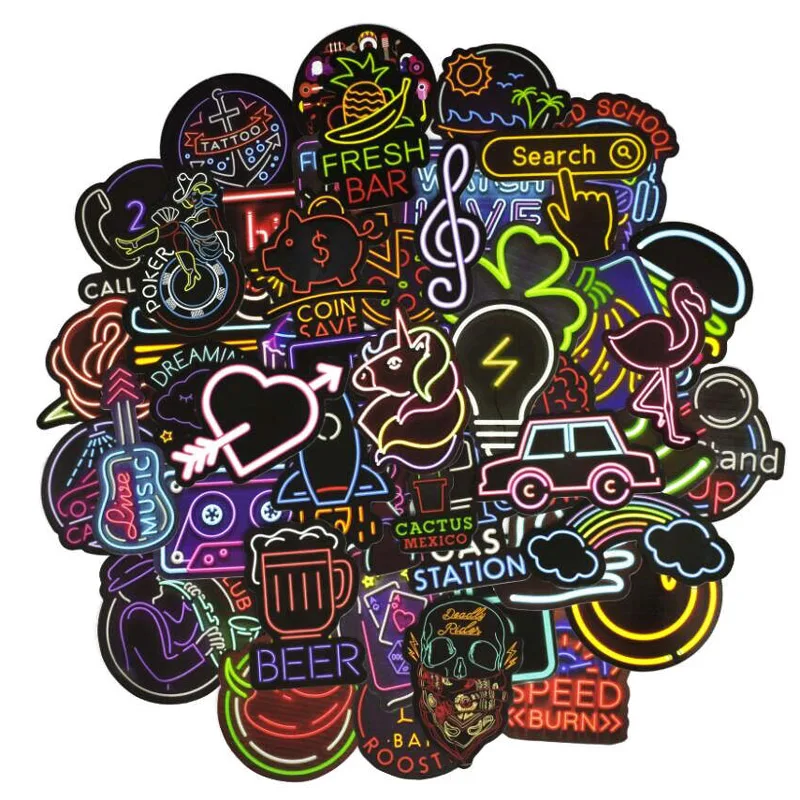 50 шт. неоновых световых наклеек подарки игрушки для детей милые аниме животные