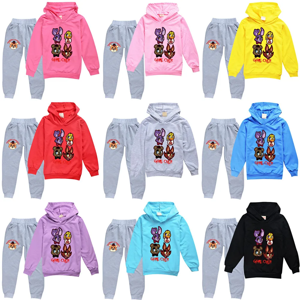 

FNAF Neutral Kid Hoodies Pants Set Girls Hoody Trouser Suit Long Sleeve Sweater Tops Boy tshirts Clothes