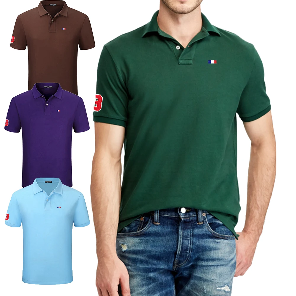 

New Design New Solid Color Mens Polos Shirts 100% Cotton Short Sleeve Casual Polos Hommes Fashion Summer Lapel Male tops M02