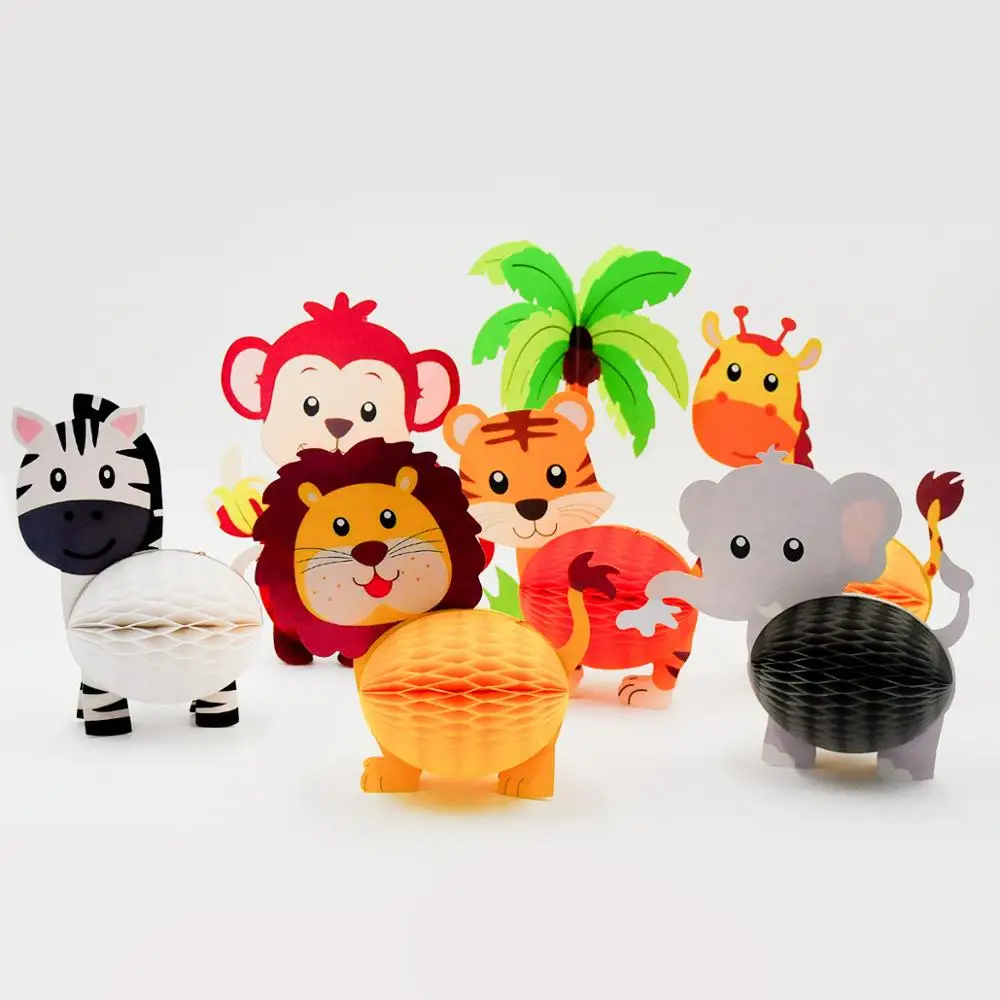 7 шт./компл. джунгли животные соты набор 3d центр украшения детей день рождения