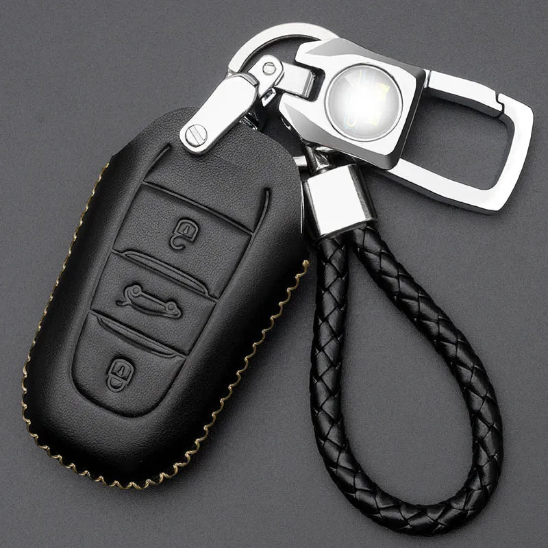 

Car Key Case Cover For Peugeot 107 206 207 208 306 307 301 308S 407 2008 3008 4008 5008 RCZ Leather For Citroen C1 C2 C3 C4 C5