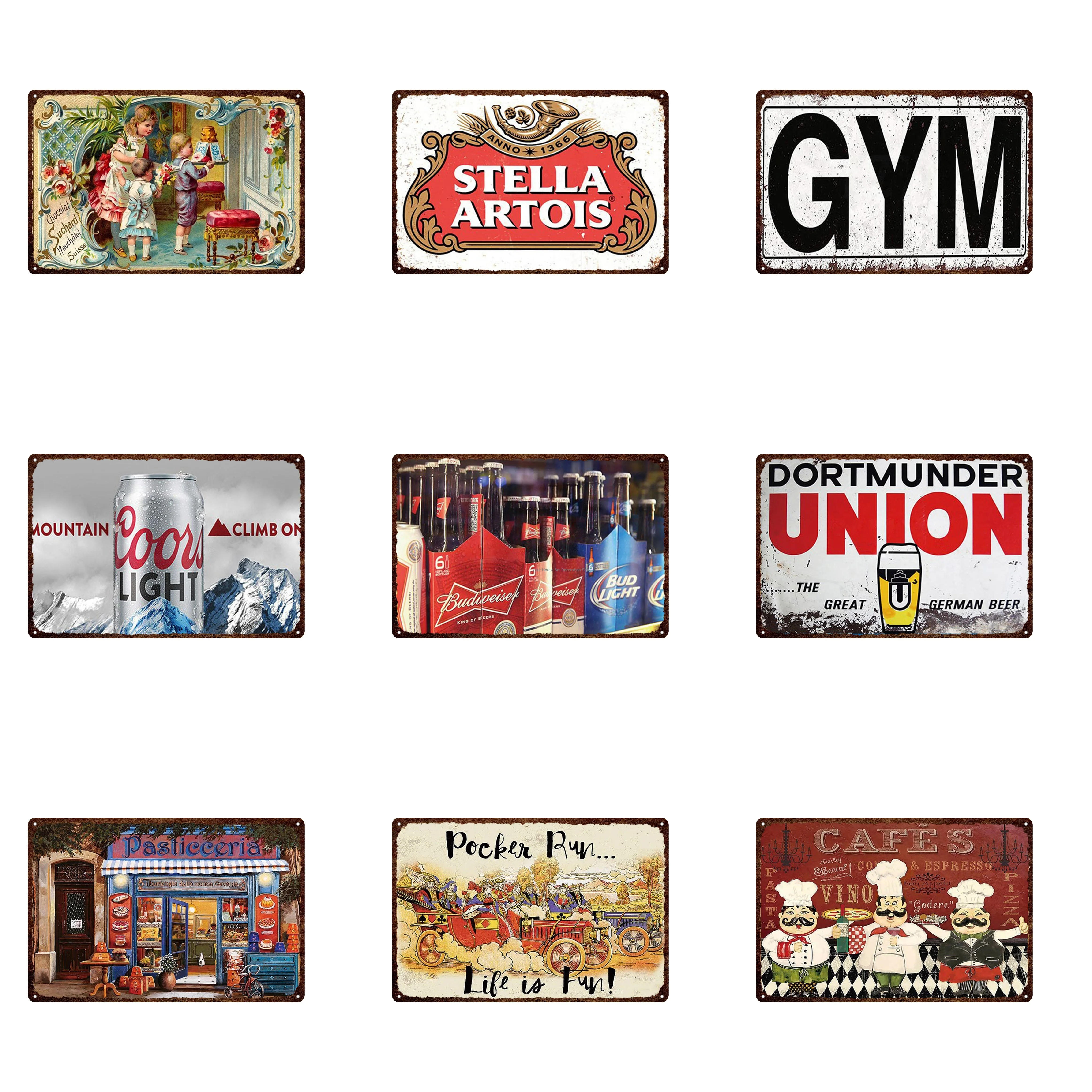 

2021 Hot Sale Stella Artois Gym Lager Beer Metal Tin Signs Estrella Damm Wall Art Iron Painting Pub Plaque Funny Metal Poster Cl