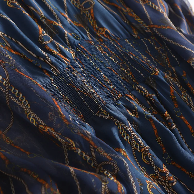 Летнее платье для женщин 100% натурального шелка Длинные платья в винтажном стиле